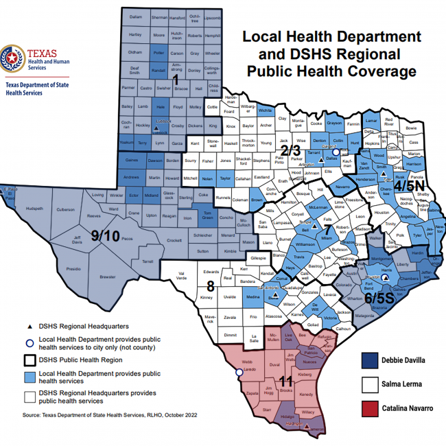 Texas Region Map (Color-Coded to Nurse with Legend)